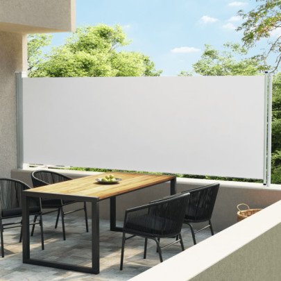 Copertină laterală retractabilă de terasă - crem - 600 x 160 cm