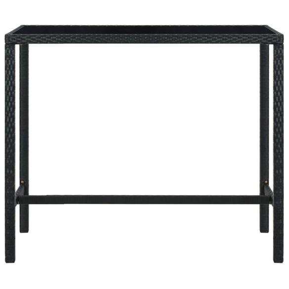 Masă de bar grădină - negru - 130x60x110 cm - poliratan și sticlă