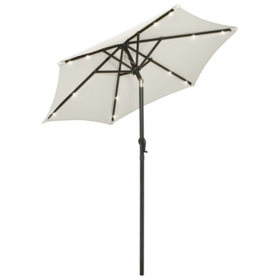 Umbrelă de soare cu lumini LED - nisipiu - 200x211 cm - aluminiu