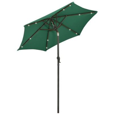 Umbrelă de soare cu lumini LED - verde - 200x211 cm - aluminiu