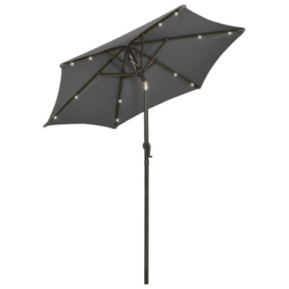 Umbrelă de soare cu lumini LED - antracit - 200x211 cm - aluminiu