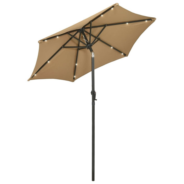 Umbrelă de soare cu lumini LED - gri taupe - 200x211 cm - aluminiu