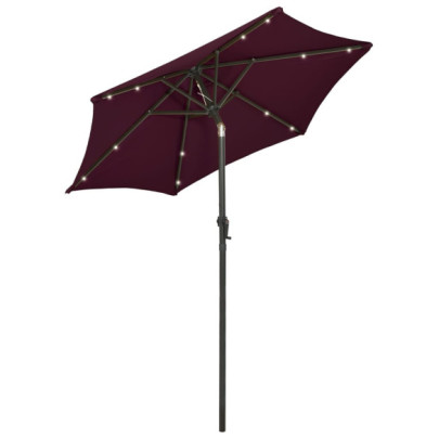 Umbrelă de soare cu lumini LED - roșu bordo - 200x211cm - aluminiu