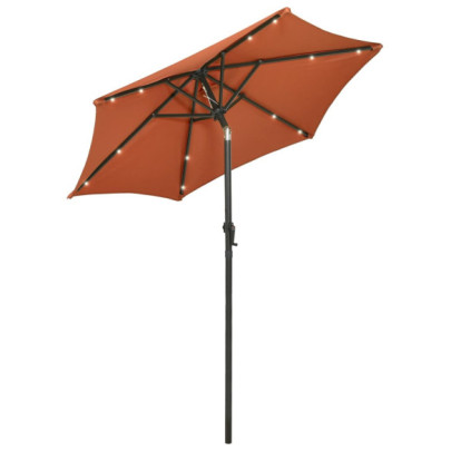 Umbrelă de soare cu lumini LED - cărămiziu - 200x211cm - aluminiu