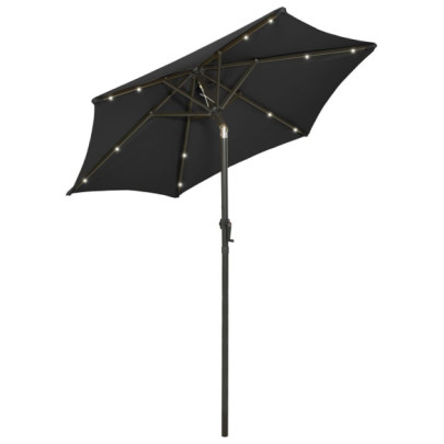 Umbrelă de soare cu lumini LED - negru - 200x211 cm - aluminiu