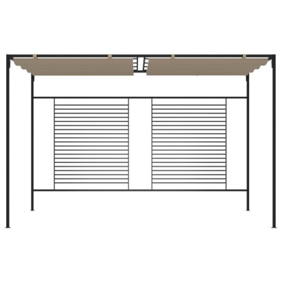 Pavilion grădină - acoperiș retractabil gri taupe 3x4x2,3 m 180 g/m²