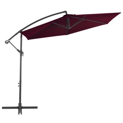 Umbrelă suspendată cu stâlp de aluminiu - roșu bordo - 300 cm