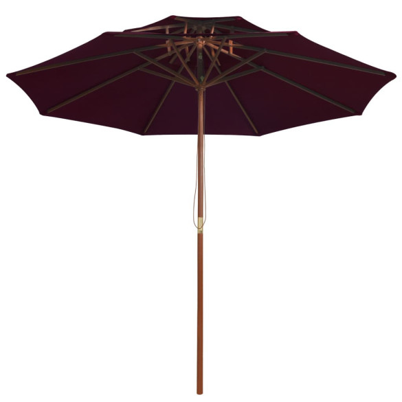 Umbrelă de soare dublă - stâlp din lemn - roșu bordo - 270 cm