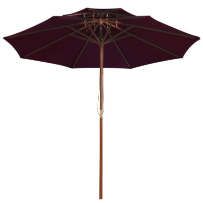 Umbrelă de soare dublă - stâlp din lemn - roșu bordo - 270 cm