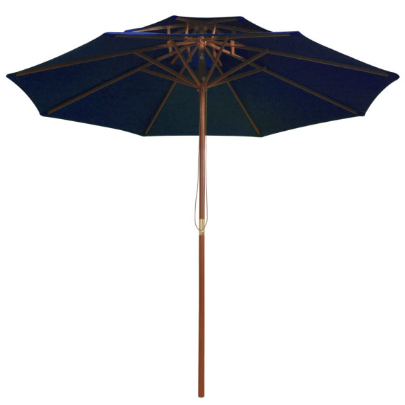 Umbrelă de soare dublă - stâlp din lemn - albastru - 270 cm