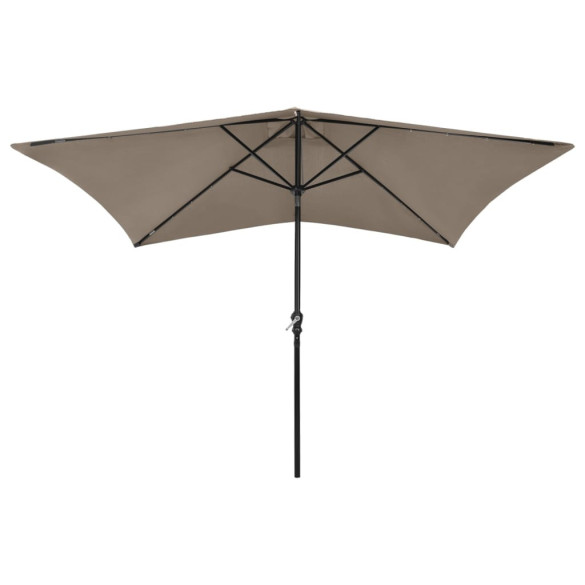 Umbrelă de soare cu stâlp din oțel & LED-uri - gri taupe - 2x3 m