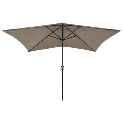 Umbrelă de soare cu stâlp din oțel & LED-uri - gri taupe - 2x3 m