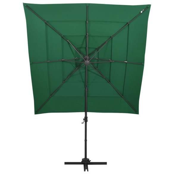 Umbrelă de soare 4 niveluri - stâlp aluminiu - verde - 250x250 cm