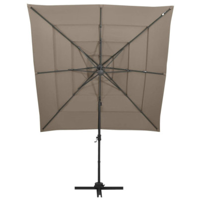 Umbrelă de soare 4 niveluri stâlp aluminiu gri taupe 250x250 cm