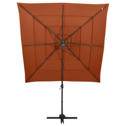 Umbrelă de soare 4 niveluri stâlp aluminiu cărămiziu 250x250 cm