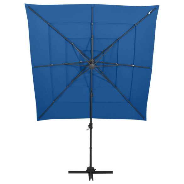 Umbrelă de soare 4 niveluri - stâlp aluminiu - azuriu - 250x250 cm