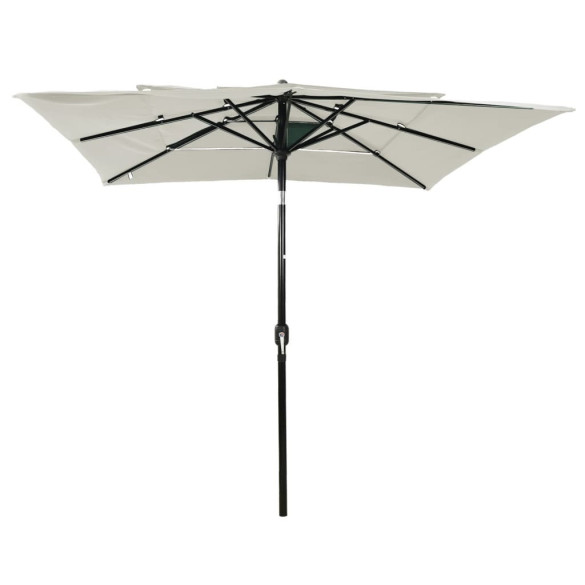 Umbrelă de soare 3 niveluri - stâlp aluminiu - nisipiu - 2,5x2,5 m