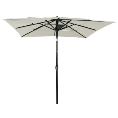 Umbrelă de soare 3 niveluri - stâlp aluminiu - nisipiu - 2,5x2,5 m