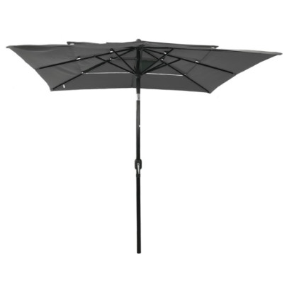 Umbrelă de soare 3 niveluri - stâlp aluminiu - antracit 2,5x2,5 m