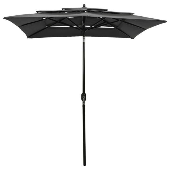 Umbrelă de soare 3 niveluri - stâlp de aluminiu - antracit - 2x2 m