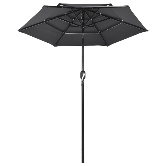 Umbrelă de soare 3 niveluri - stâlp de aluminiu - antracit - 2 m