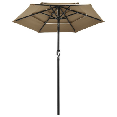 Umbrelă de soare 3 niveluri - stâlp aluminiu - gri taupe - 2 m