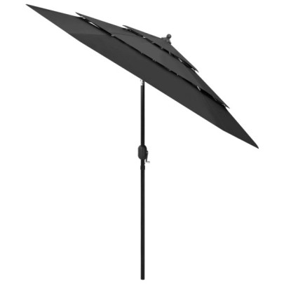 Umbrelă de soare 3 niveluri - stâlp de aluminiu - antracit - 2,5 m