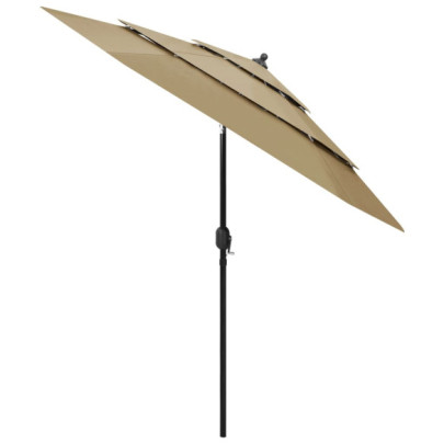 Umbrelă de soare 3 niveluri - stâlp aluminiu - gri taupe - 2,5 m