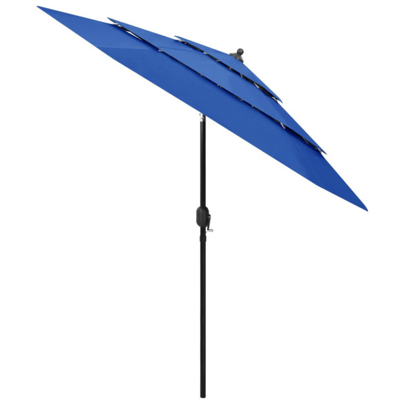 Umbrelă de soare 3 niveluri - stâlp de aluminiu - azuriu - 2,5 m