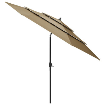 Umbrelă de soare 3 niveluri - stâlp aluminiu - gri taupe - 3 m