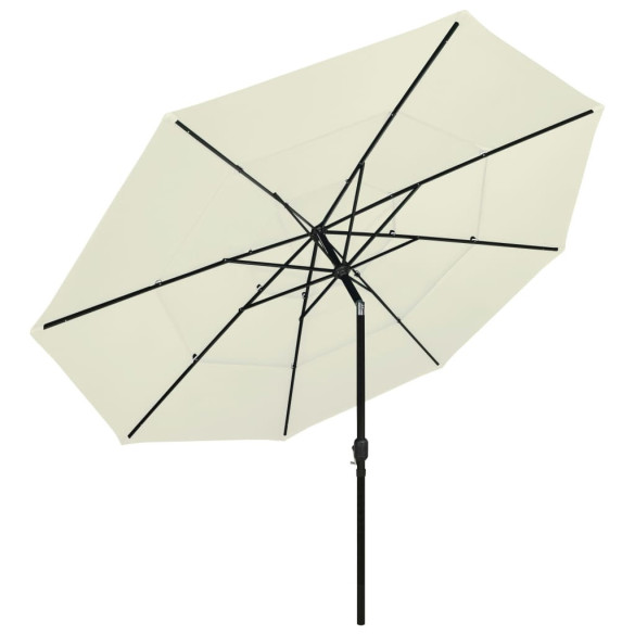 Umbrelă de soare 3 niveluri - stâlp de aluminiu - nisipiu - 3,5 m