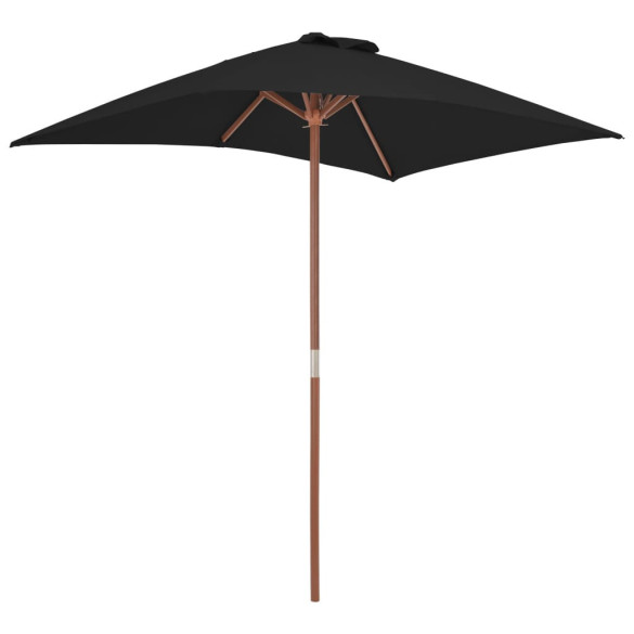 Umbrelă de soare - exterior - stâlp lemn - negru - 150x200 cm