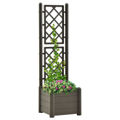 Jardinieră de grădină cu spalier - antracit - 43x43x142 cm - PP