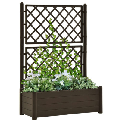 Jardinieră de grădină cu spalier - cafeniu - 100 x 43 x 142 cm PP