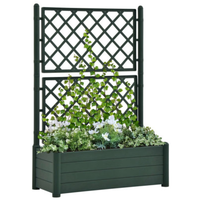 Jardinieră de grădină cu spalier - verde - 100 x 43 x 142 - PP