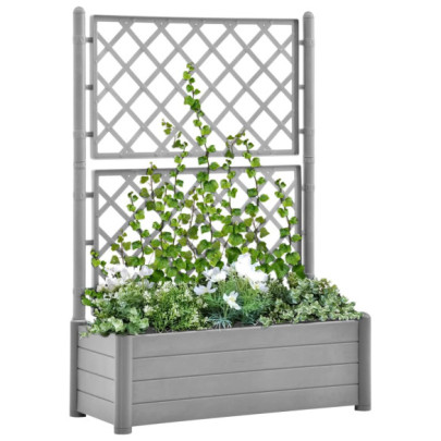 Jardinieră de grădină cu spalier - gri piatră - 100x43x142 - PP