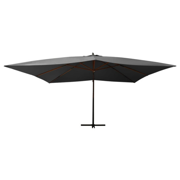 Umbrelă suspendată cu stâlp din lemn - antracit - 400x300 cm