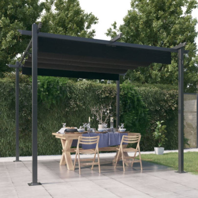 Pavilion de grădină - acoperiș retractabil - antracit - 3x3 m