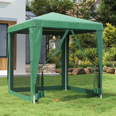 Cort de petrecere cu 4 pereți din plasă - verde - 2x2 m - HDPE