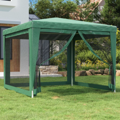 Cort de petrecere cu 4 pereți din plasă - verde - 3x3 m - HDPE