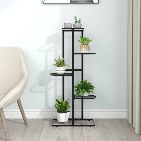 Suport pentru flori cu 5 niveluri - negru - 43x22x98 cm - metal