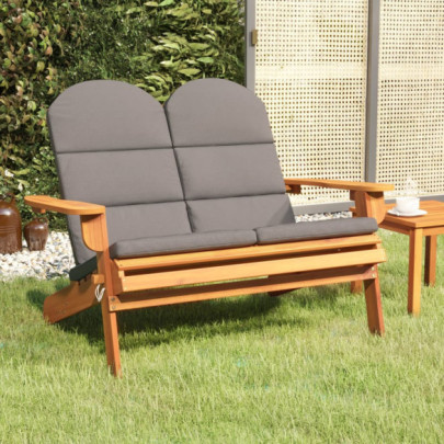 Bancă de grădină Adirondack cu perne 126 cm - lemn masiv acacia