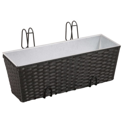 Jardinieră din ratan pentru balcon - 50 cm - 2 buc - Negru