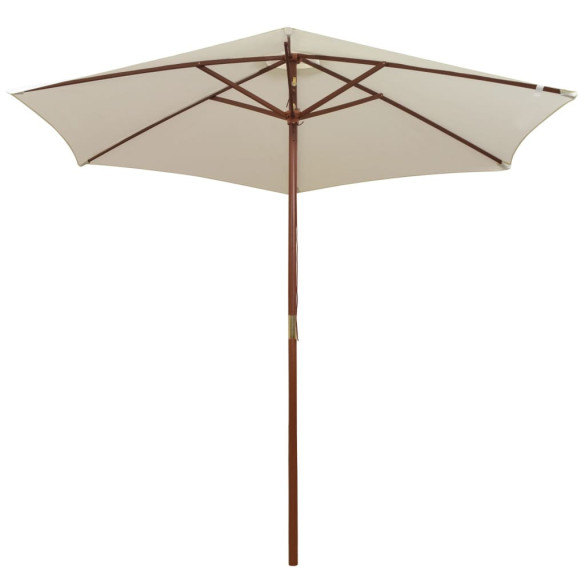 Umbrelă de soare cu stâlp de lemn 270 x 270 cm - alb crem