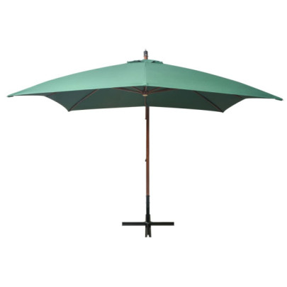 Umbrelă de soare suspendată - stâlp de lemn - 300x300 cm - verde