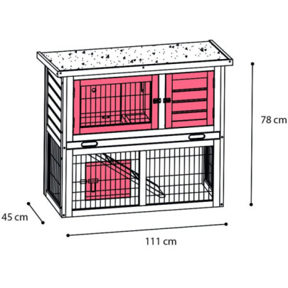 Cușcă pentru iepuri "Loft Urban" - 111x45x78 cm