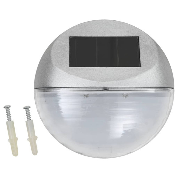 Lămpi solare de exterior cu LED-uri - 12 buc. - argintiu - rotund