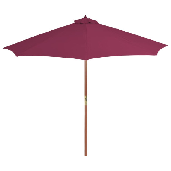 Umbrelă de soare exterior - stâlp din lemn - 300 cm - roșu bordo