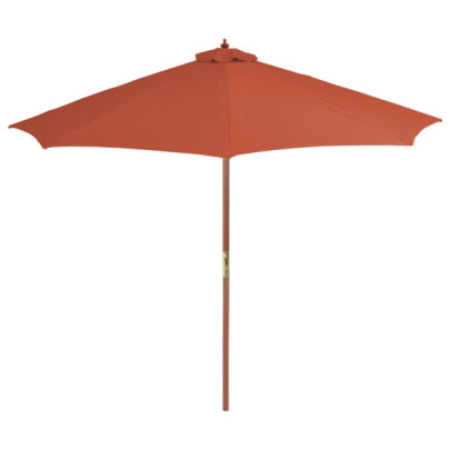 Umbrelă de exterior cu stâlp din lemn - 300 cm - teracotă