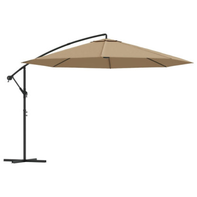 Umbrelă suspendată cu stâlp din aluminiu - 350 cm - gri taupe